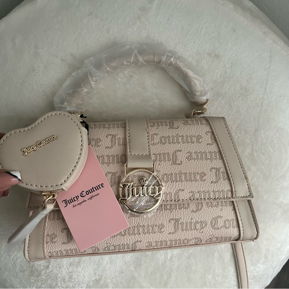 Juicy Couture Sandstone Purse Fancy Flap & Heart Coin Purse